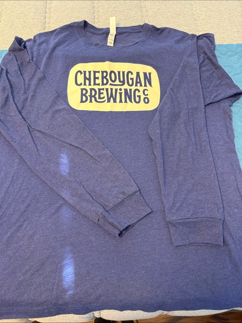 Cheboygan Brewing Co. Long Sleeve Tee - blue with cream colored Logo